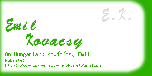 emil kovacsy business card